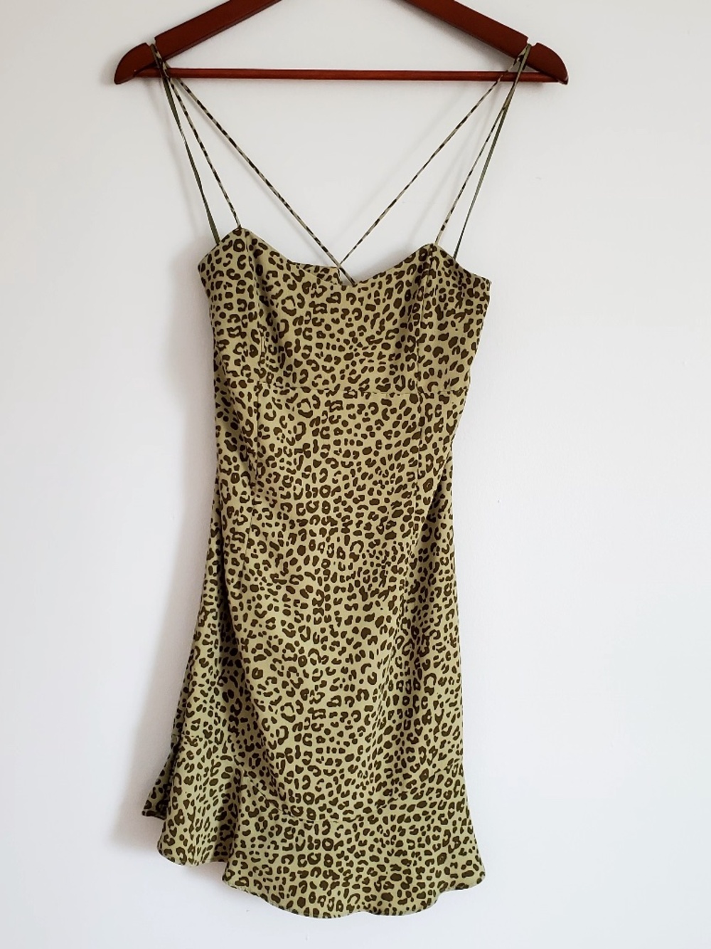 Zara Animal Print Green Slip Dress | Cheetah Green | Size S